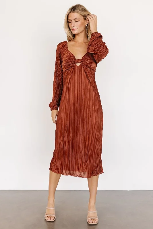 Amani Pleated Midi Dress | Cinnamon