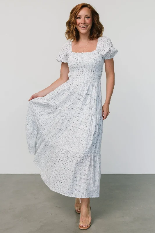 Calliope Smocked Maxi Dress | White Print