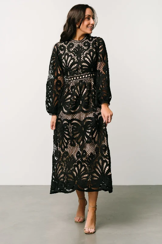 Eldora Lace Midi Dress | Black