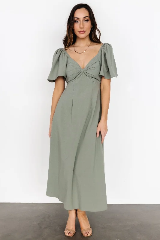 Indie Back Tie Dress | Dusty Green