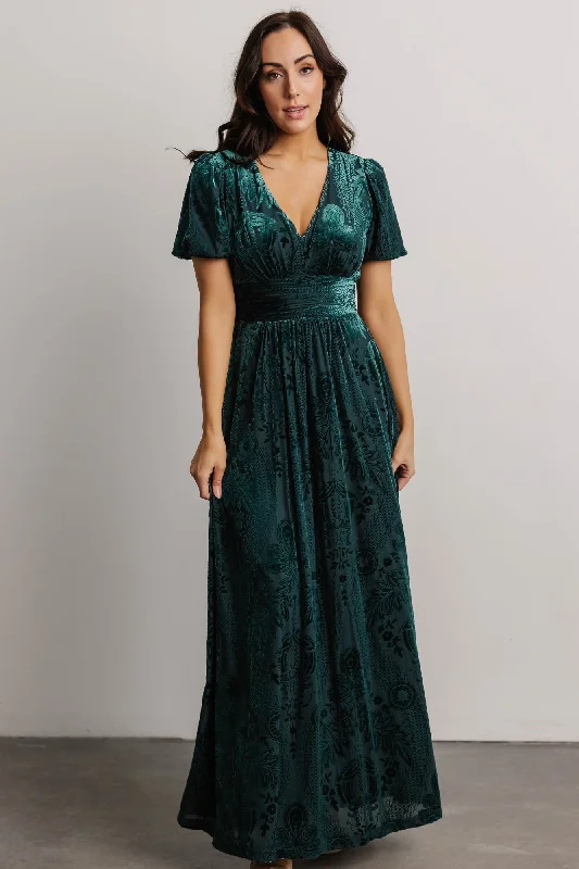 Leslie Velvet Maxi Dress | Emerald