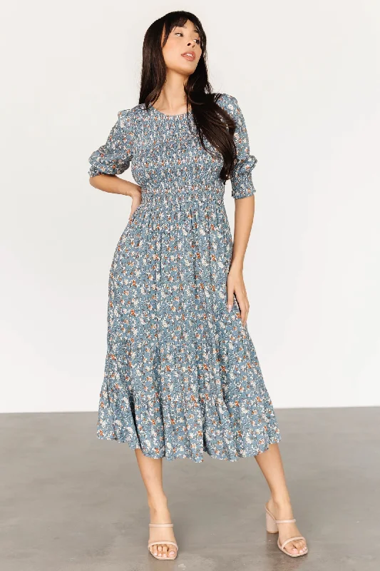 Pele Tiered Midi Dress | Vintage Blue Floral