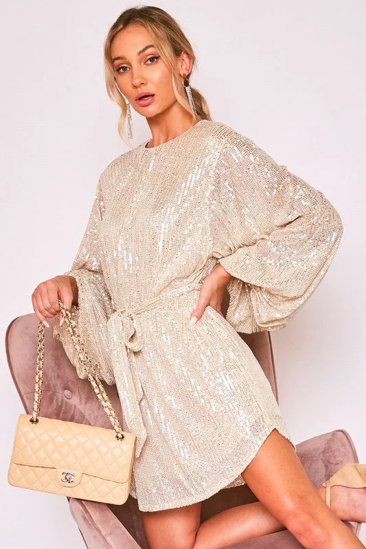 Serena Golden Sequin Dress