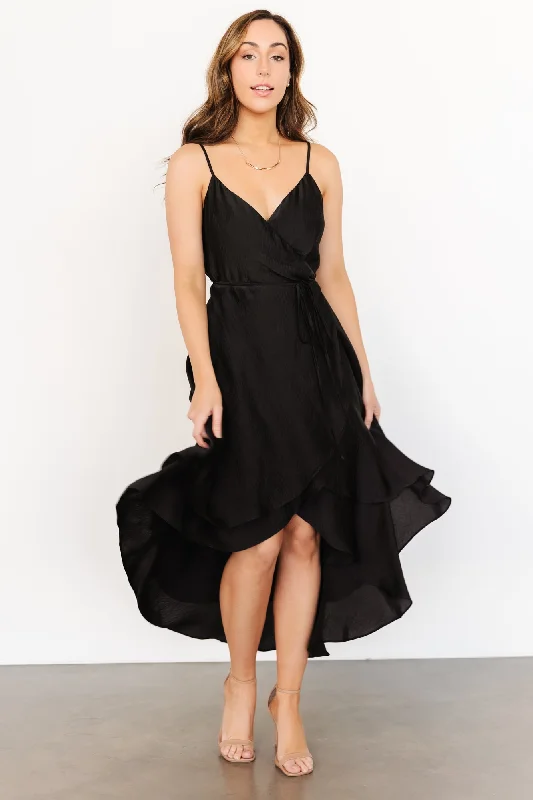 Steffi Tulip Wrap Dress | Black