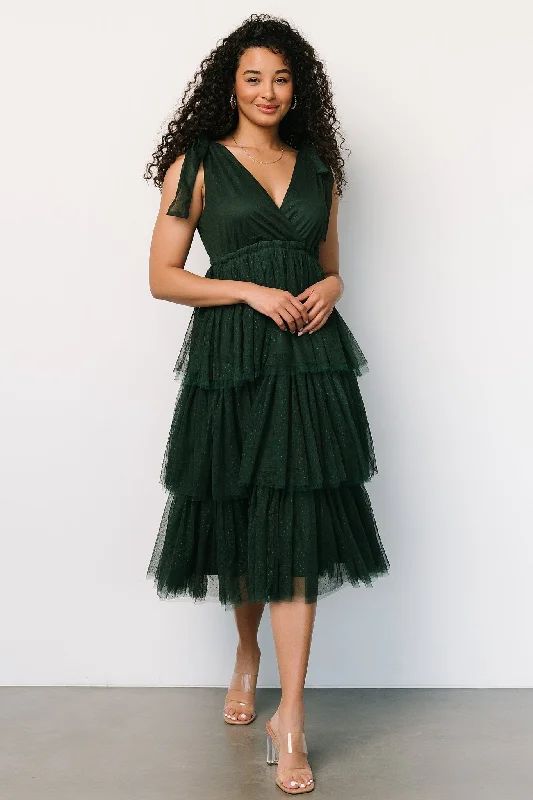 Tessa Tiered Tulle Tank Dress | Dark Green