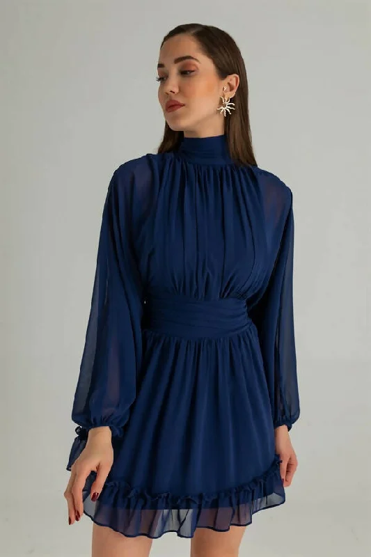 Back Window Chiffon Dress - Navy Blue REF : BCW517ELB0001110