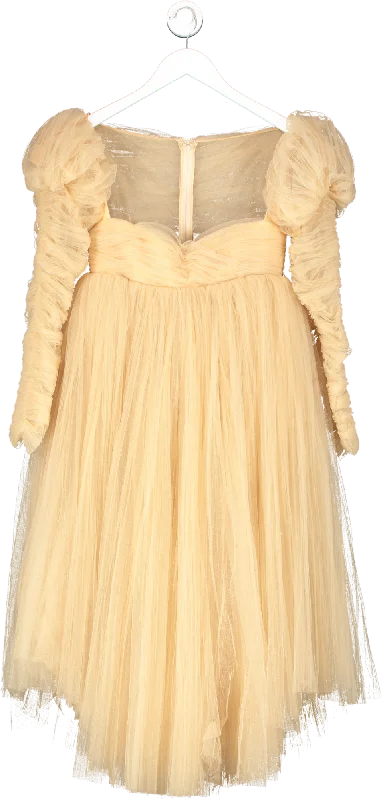 Khaite Beige Trisha Pleated Tulle Crystal Embellished Dress UK 8