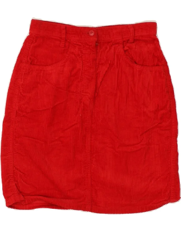 BENETTON Womens Corduroy Skirt W26 Small Red Cotton