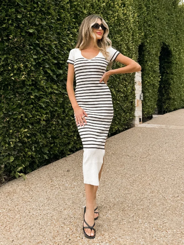 Lake Como Stripe Midi Dress