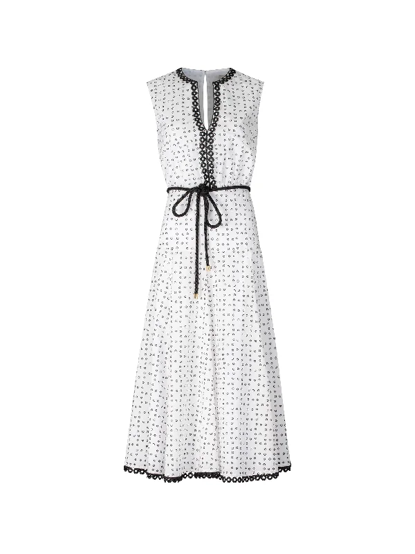 Bora Dress White Black Dots