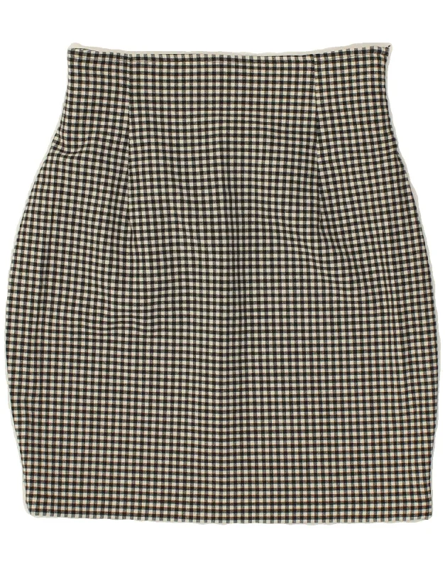 CACHAREL Womens High Waist Pencil Skirt Medium W25 Grey Gingham Polyester