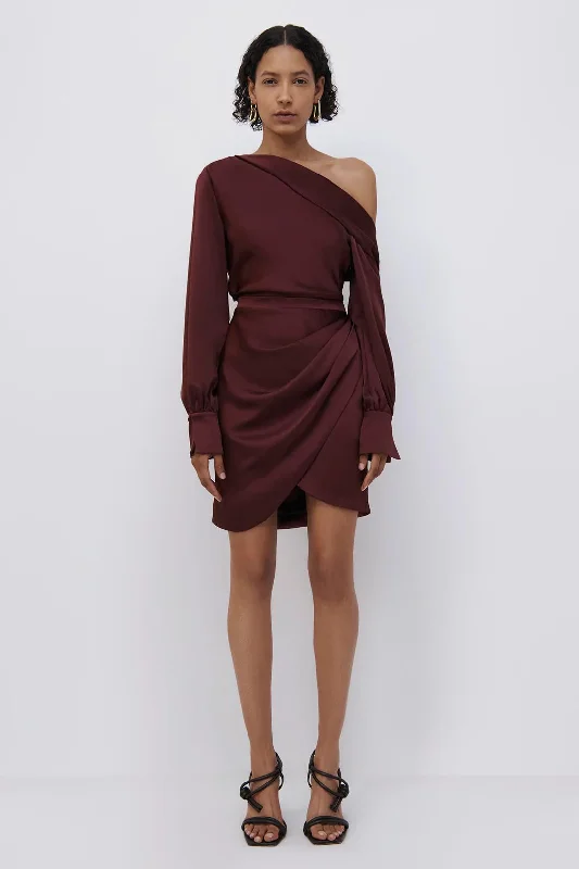 Cameron Satin Mini Dress - Mulberry