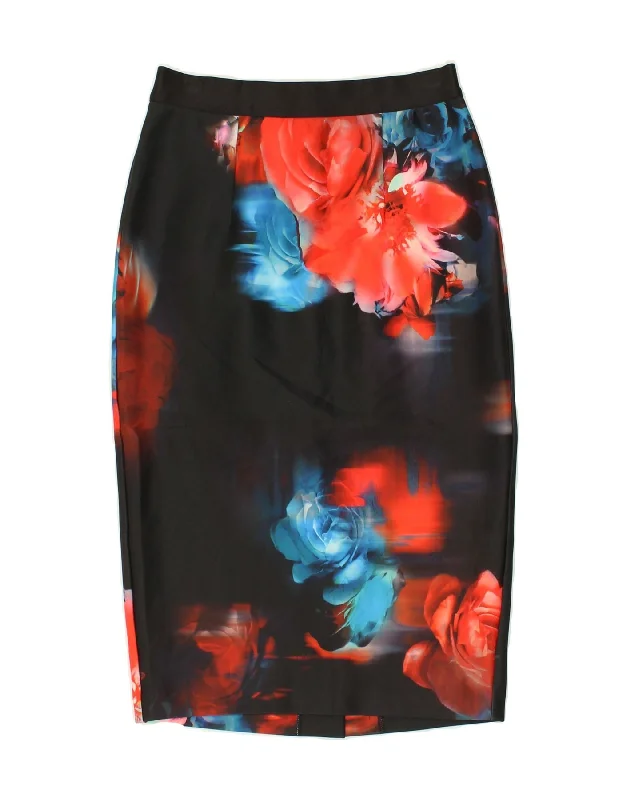 COAST Womens Midi Skirt UK 10 Small W26  Red Floral Polyester