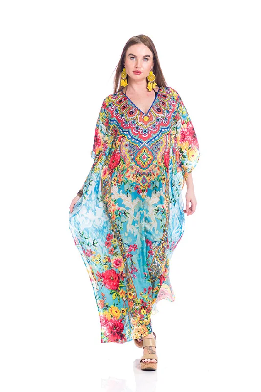 Turquoise kaftan maxi, -658