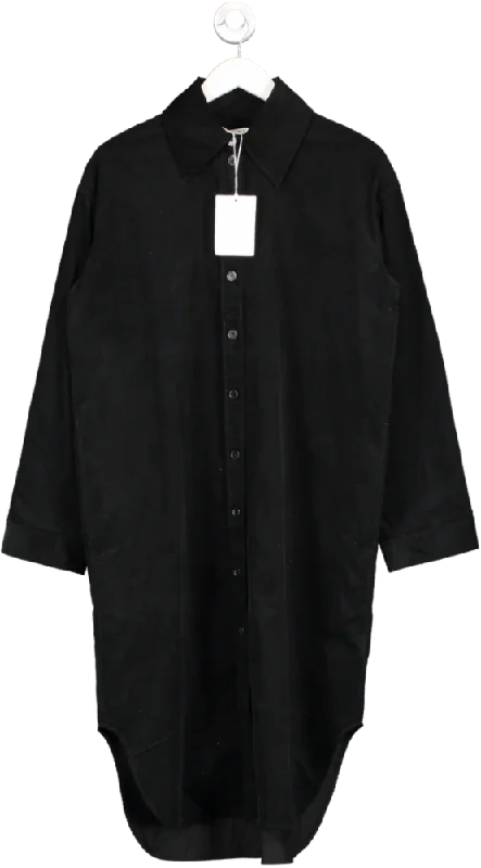 cos Black Corduroy Midi Shirt Dress UK 8