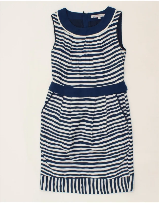 CREW CLOTHING Womens Sheath Dress UK 8 Small Navy Blue Striped Nautical