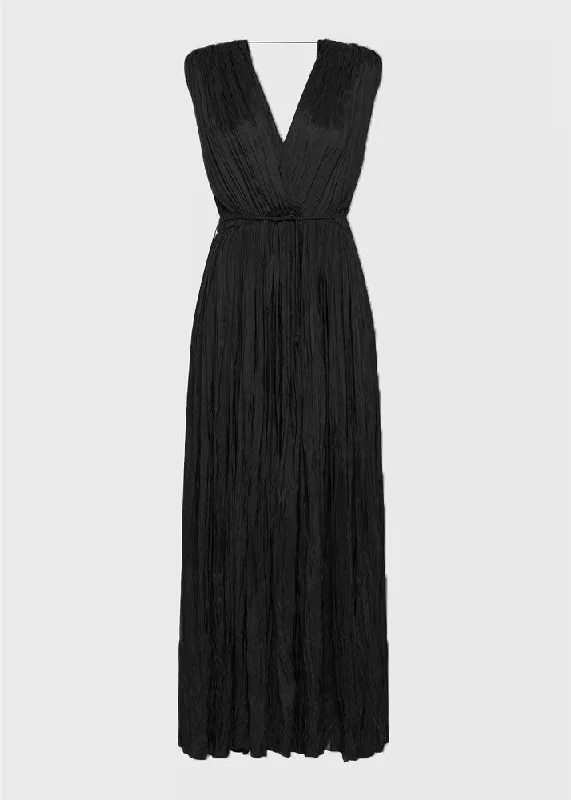 Crinkled Viscose Dress - Black