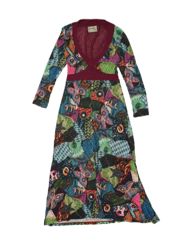 DESIGUAL Womens Long Sleeve A-Line Dress UK 12 Medium Multicoloured