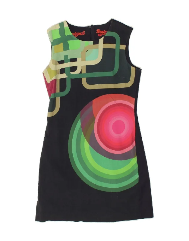 DESIGUAL Womens Sleeveless Sheath Dress EU 40 Medium Navy Blue Colourblock