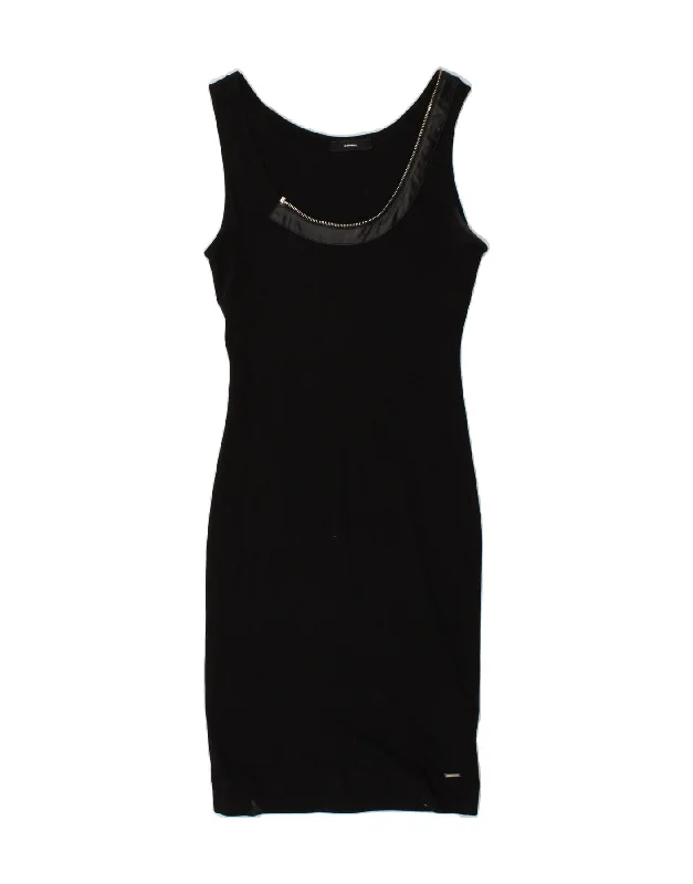 DIESEL Womens Sleeveless Bodycon Dress UK 6 XS Black Cotton