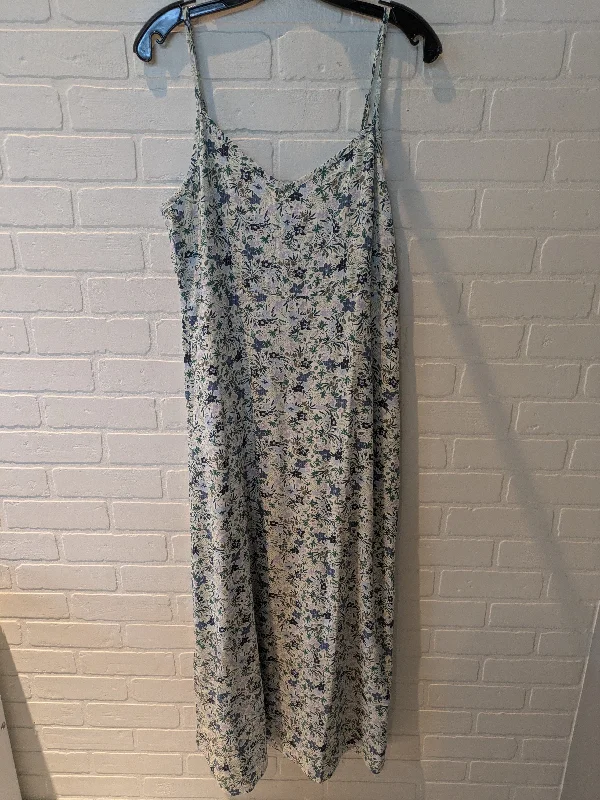 Dress Casual Midi By Market & Spruce In Blue & Green, Size: L