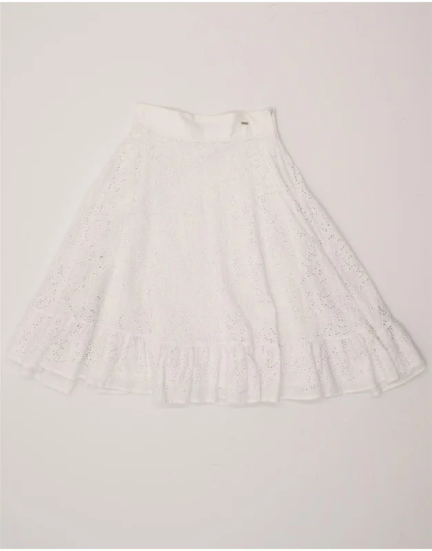 FRACOMINA Womens A-Line Skirt IT 38 XS W24 White Cotton