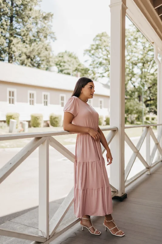 Hannah Midi Dress in Rose