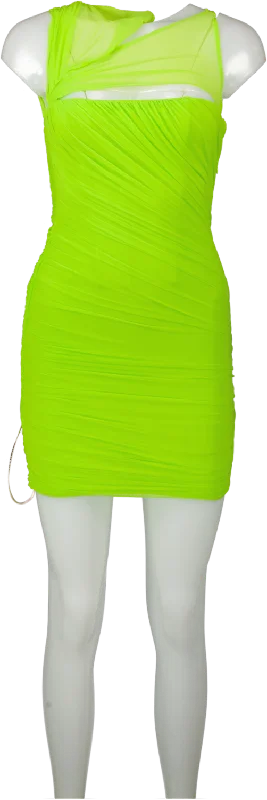 House of CB Green Adrie Neon Gathered Mini Dress UK XS