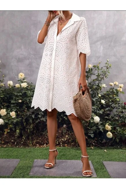 Imported Embroidered Shirt Dress REF:P00025215