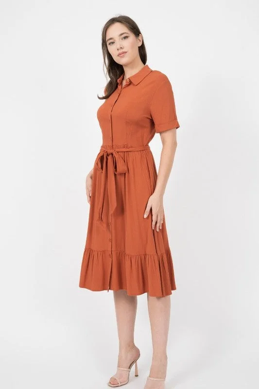 Jayda Midi Dress in Rust