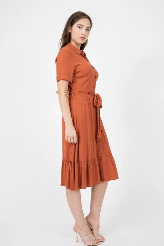 Jayda Midi Dress in Rust