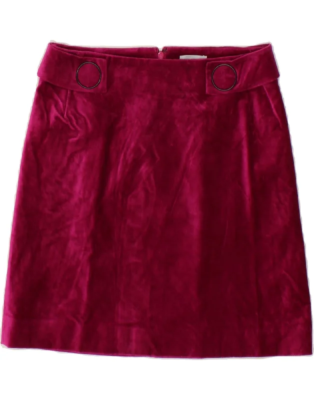 JIGSAW Womens Velvet Mini Skirt UK 8 Small W28 Pink Cotton