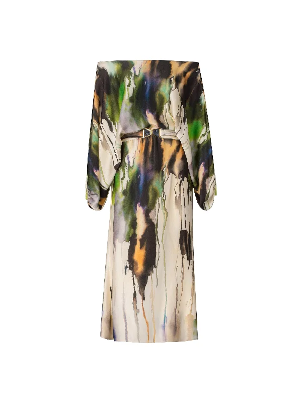 Kalani Dress Olive Watercolor