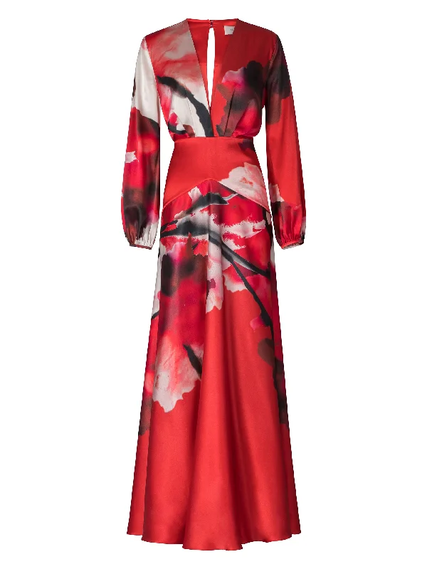 Keira Dress Pomegranate Abstract Flowers