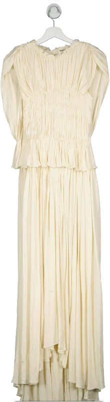 Khaite Cream Genevie Pleated Maxi Dress UK S