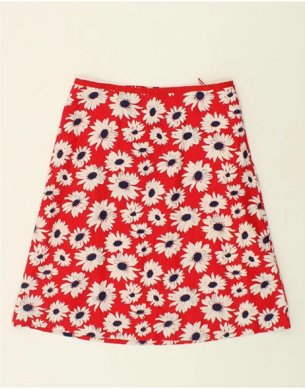 LAURA ASHLEY Womens A-Line Skirt UK 14 Medium W32 Red Floral Cotton