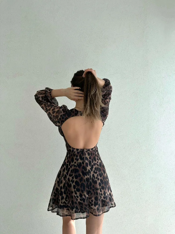 Low Back Leopard Pattern Andy Dress REF ;  3922