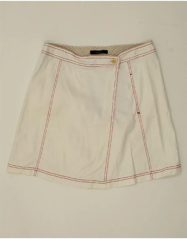 MAX MARA Womens Weekend Wrap Skirt UK 8 Small W30 White Cotton