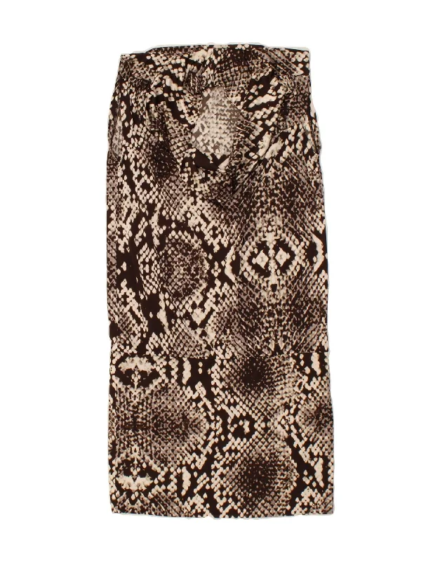 MICHAEL KORS Womens Sleeveless Sheath Dress UK 10 Small Brown Animal Print