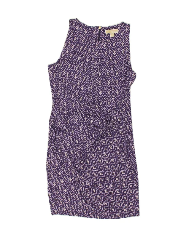 MICHAEL KORS Womens Sleeveless Sheath Dress UK 14 Large Purple Ikat