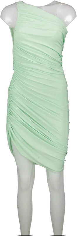 Norma Kamali Green Diana One Shoulder Dress UK XS