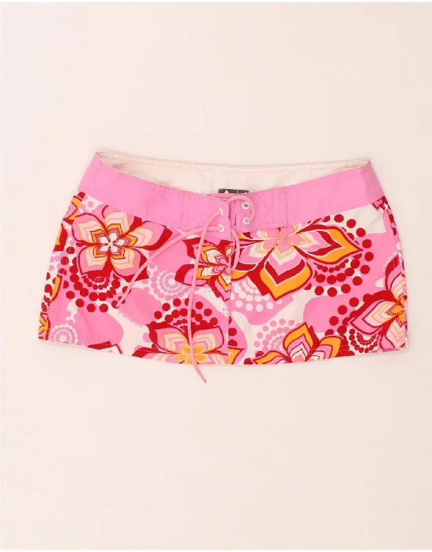 O'NEILL Womens Mini Skirt W28 Medium Pink Floral Polyester