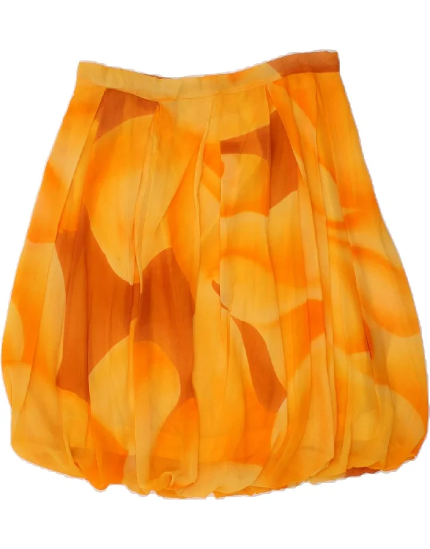 PANCALDI & B Womens Abstract Pattern Bubble Skirt W34 Large Yellow Silk