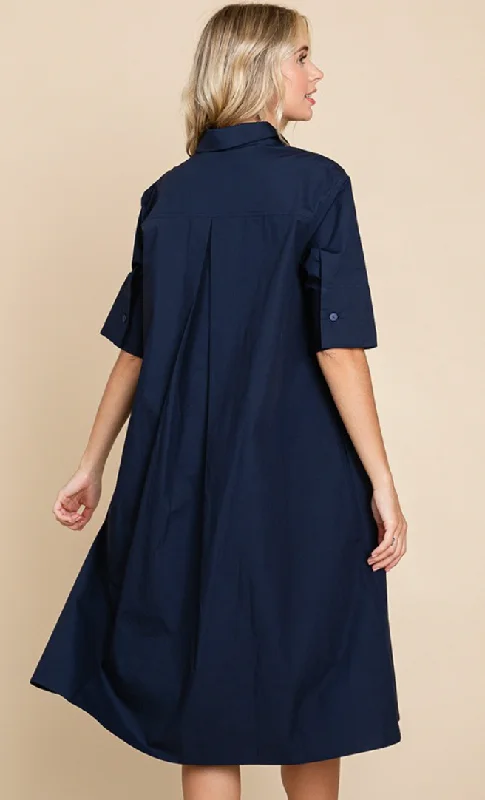 Poplin Collared Shirt Dress