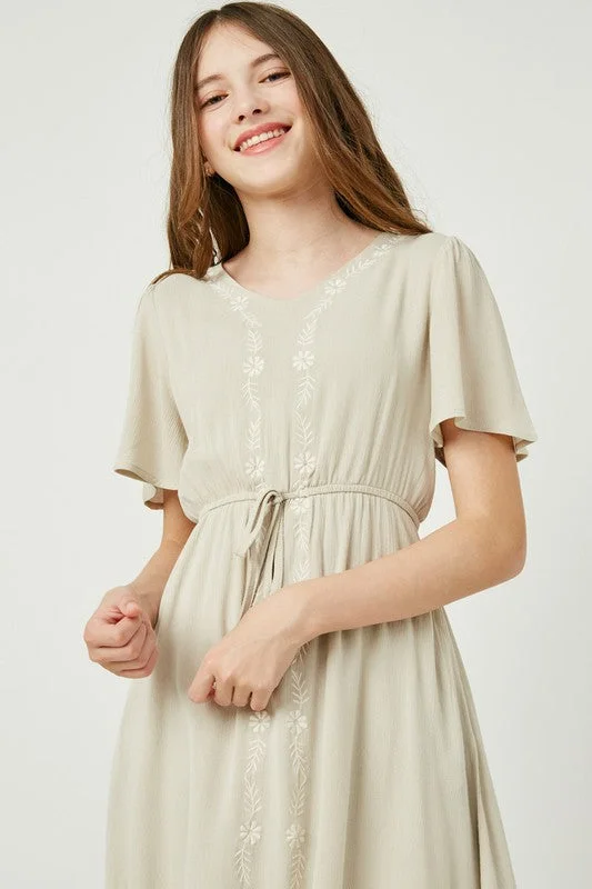 GIRLS Riley Embroidered Dress in Sage