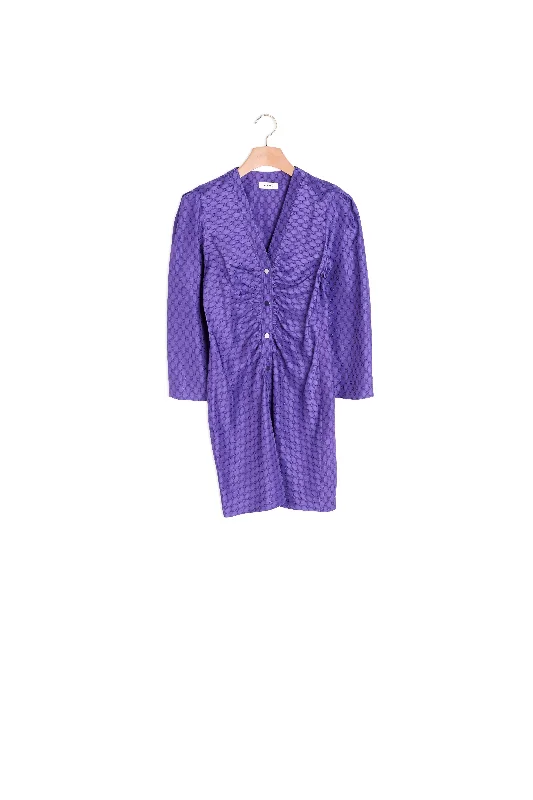 Robe courte froncé jacquard à motifs