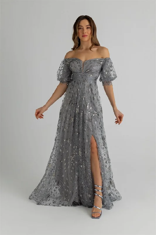 Sequin Embroidered Evening Dress - REF: BCW008ABY0029100