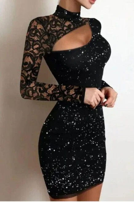 Sili Velvet Fabric Lace Dress REF :  P00024643