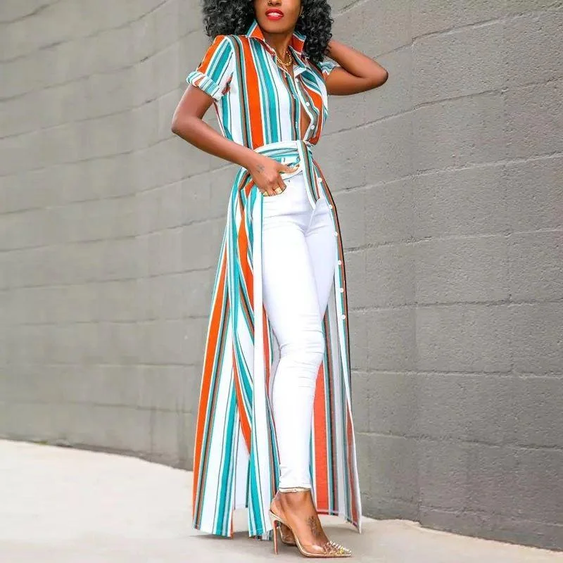 Stripe Me Down Maxi Shirt Dress