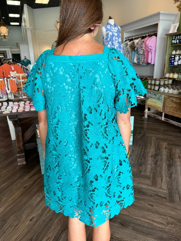 Teal Lace Dress